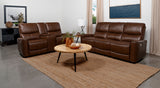 Greenfield 2-Piece Power Reclining Sofa Set Saddle Brown