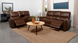 Greenfield 2-Piece Power Reclining Sofa Set Saddle Brown