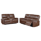 Greenfield 2-Piece Power Reclining Sofa Set Saddle Brown
