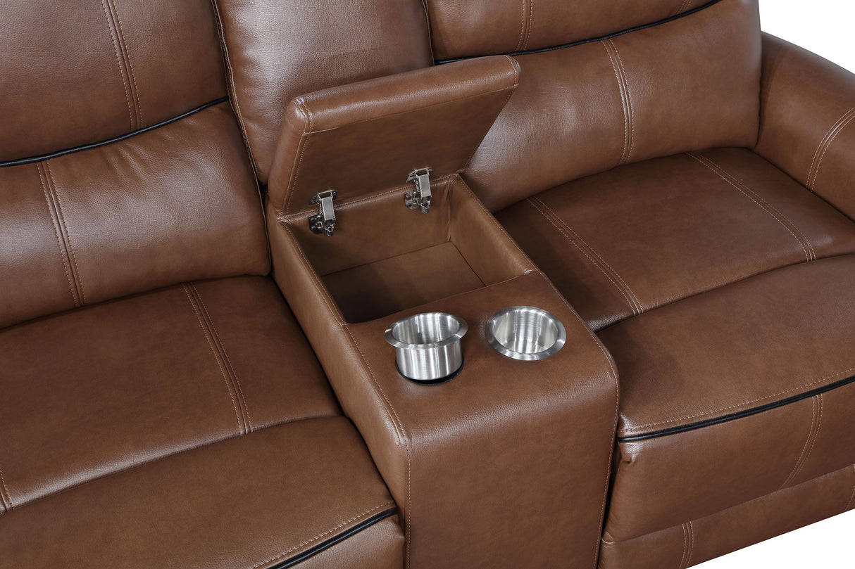 Greenfield 2-Piece Power Reclining Sofa Set Saddle Brown