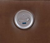 Greenfield Upholstered Power Recliner Chair in Saddle Brown