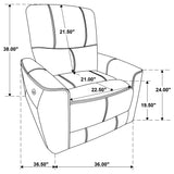 Greenfield Upholstered Power Recliner Chair in Saddle Brown