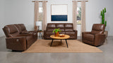 Greenfield Upholstered Power Recliner Chair in Saddle Brown