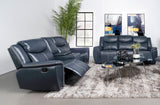 Sloane 2-Piece Blue Leatherette Reclining Sofa Set