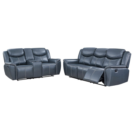 Sloane 2-Piece Blue Leatherette Reclining Sofa Set