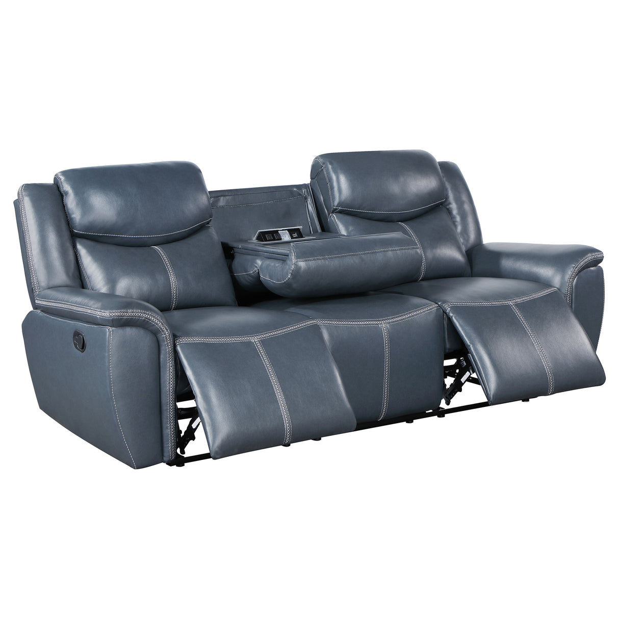 Sloane 2-Piece Blue Leatherette Reclining Sofa Set