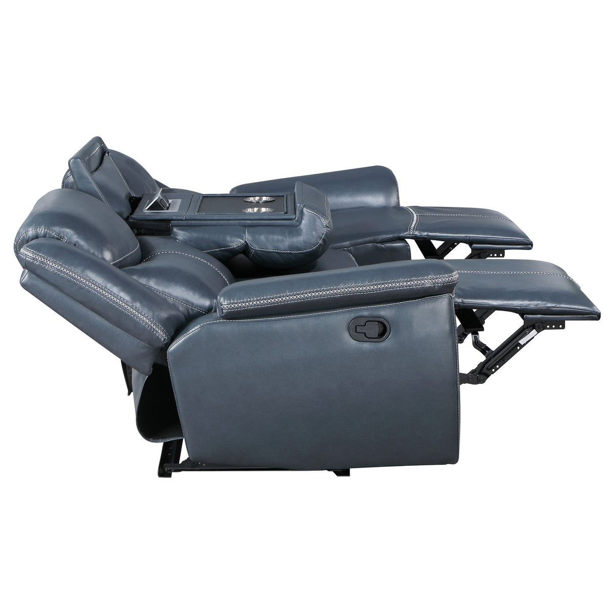 Sloane 2-Piece Blue Leatherette Reclining Sofa Set