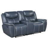 Sloane Upholstered Padded Arm Reclining Loveseat - Blue