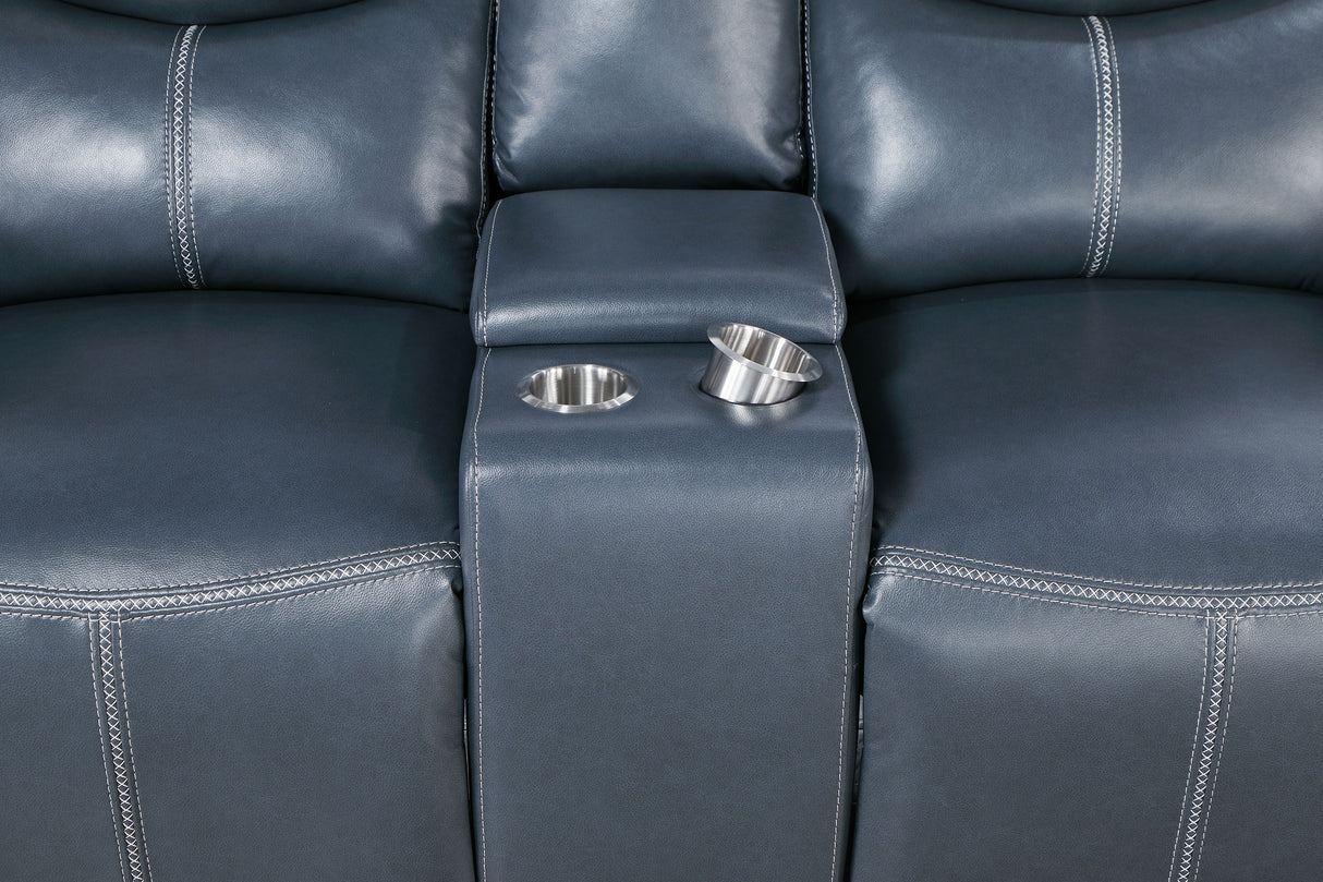 Sloane Upholstered Padded Arm Reclining Loveseat - Blue