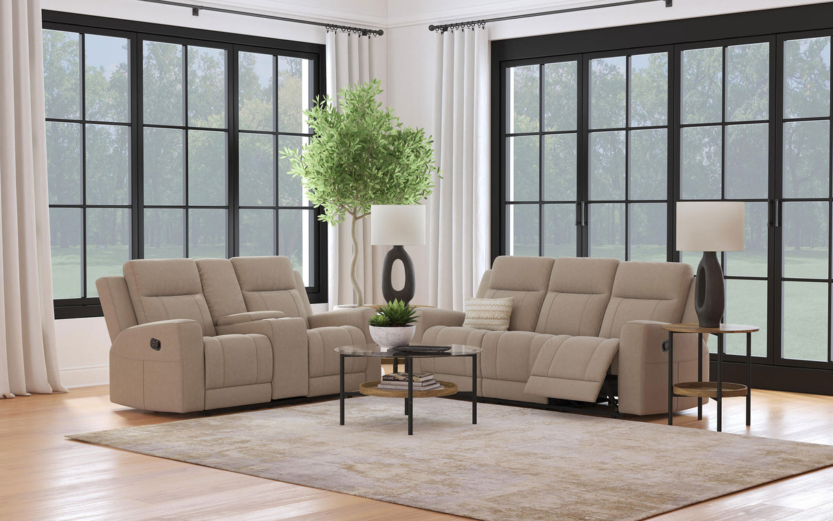 Brentwood 2-Piece Upholstered Reclining Sofa Set, Taupe