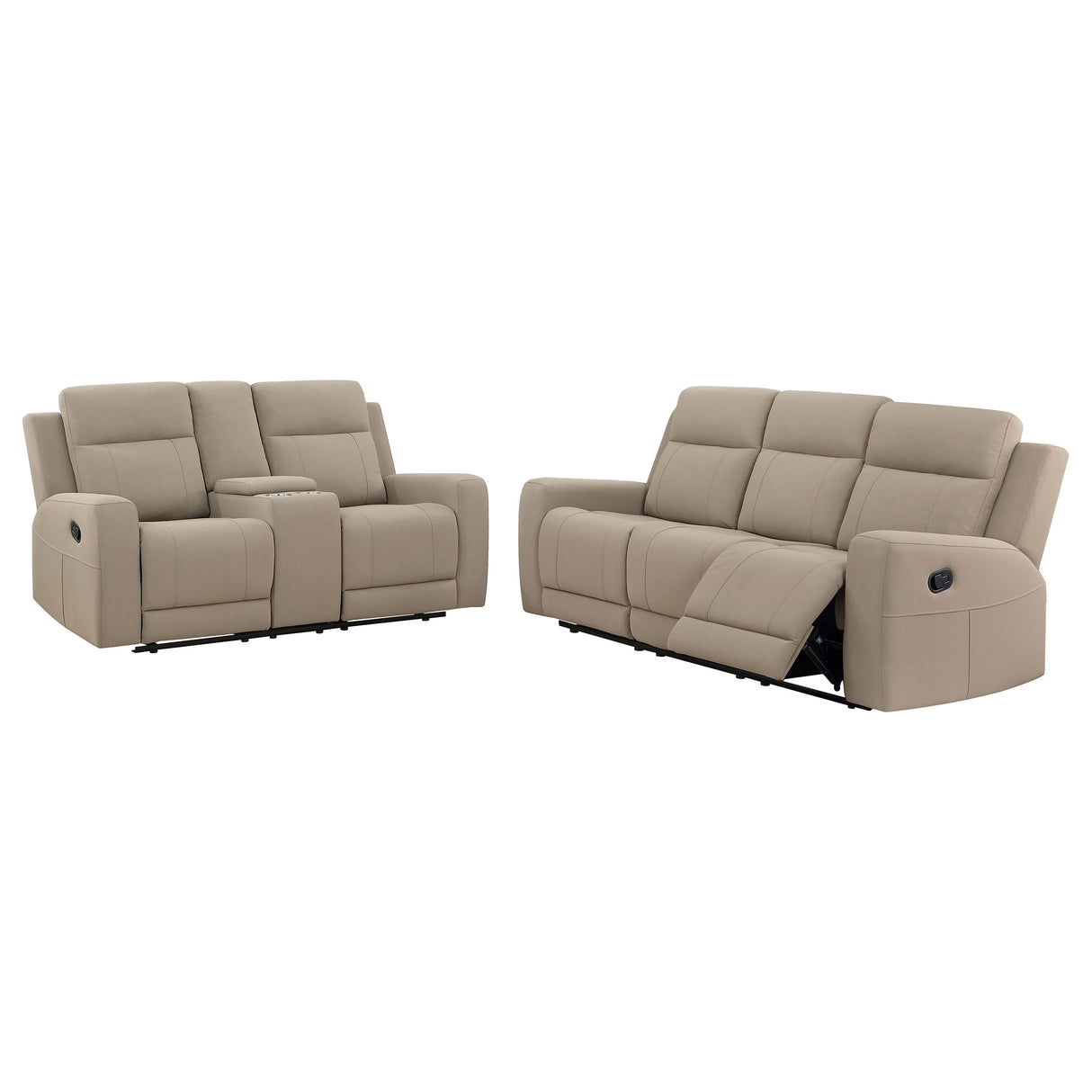 Brentwood 2-Piece Upholstered Reclining Sofa Set, Taupe