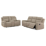 Brentwood 2-Piece Upholstered Reclining Sofa Set, Taupe