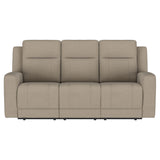 Brentwood Upholstered Motion Reclining Sofa in Taupe