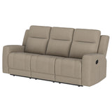 Brentwood Upholstered Motion Reclining Sofa in Taupe