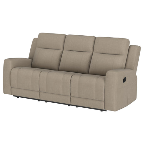 Brentwood Upholstered Motion Reclining Sofa in Taupe