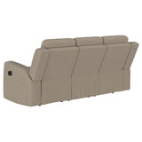 Brentwood Upholstered Motion Reclining Sofa in Taupe