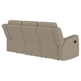 Brentwood Upholstered Motion Reclining Sofa in Taupe