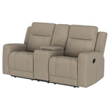Brentwood Upholstered Motion Reclining Loveseat, Taupe