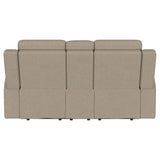 Brentwood Upholstered Motion Reclining Loveseat, Taupe
