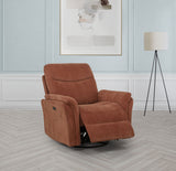 Adler Upholstered Power Swivel Glider Recliner in Rust