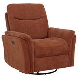 Adler Upholstered Power Swivel Glider Recliner in Rust
