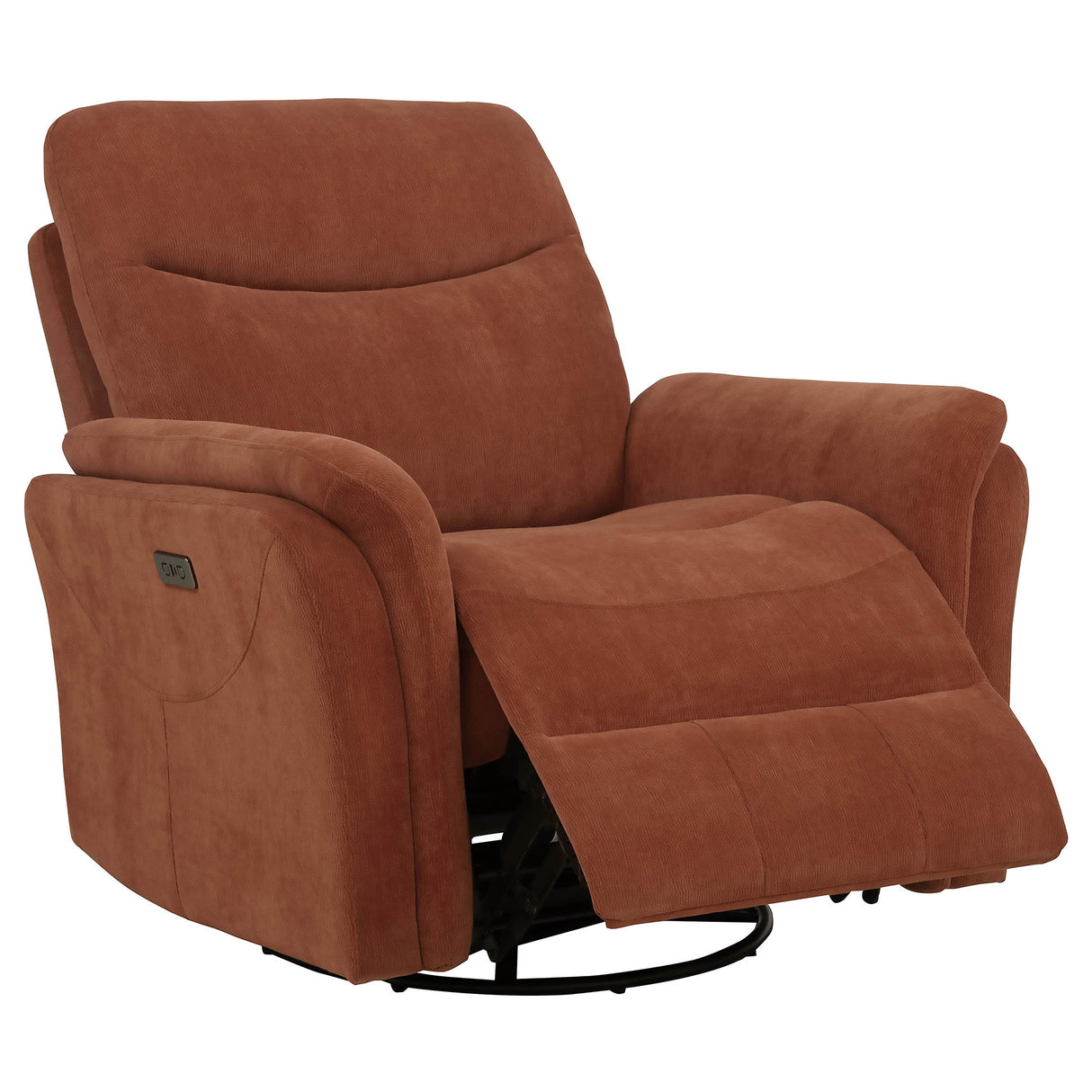 Adler Upholstered Power Swivel Glider Recliner in Rust