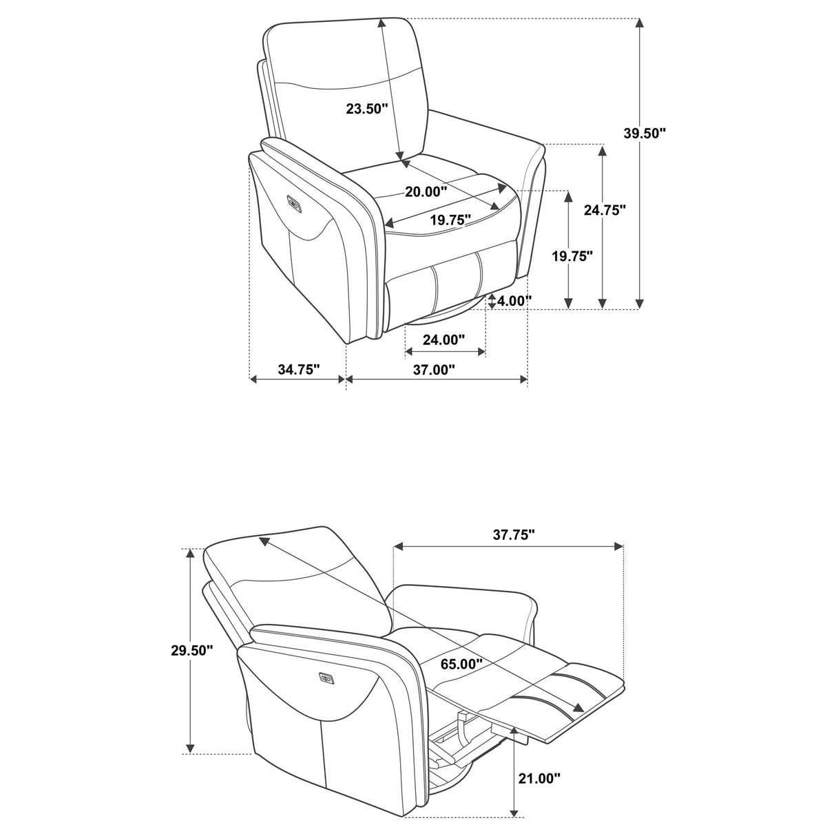 Adler Upholstered Power Swivel Glider Recliner in Rust