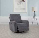Adler Upholstered Power Swivel Glider Recliner Charcoal Grey