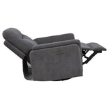 Adler Upholstered Power Swivel Glider Recliner Charcoal Grey