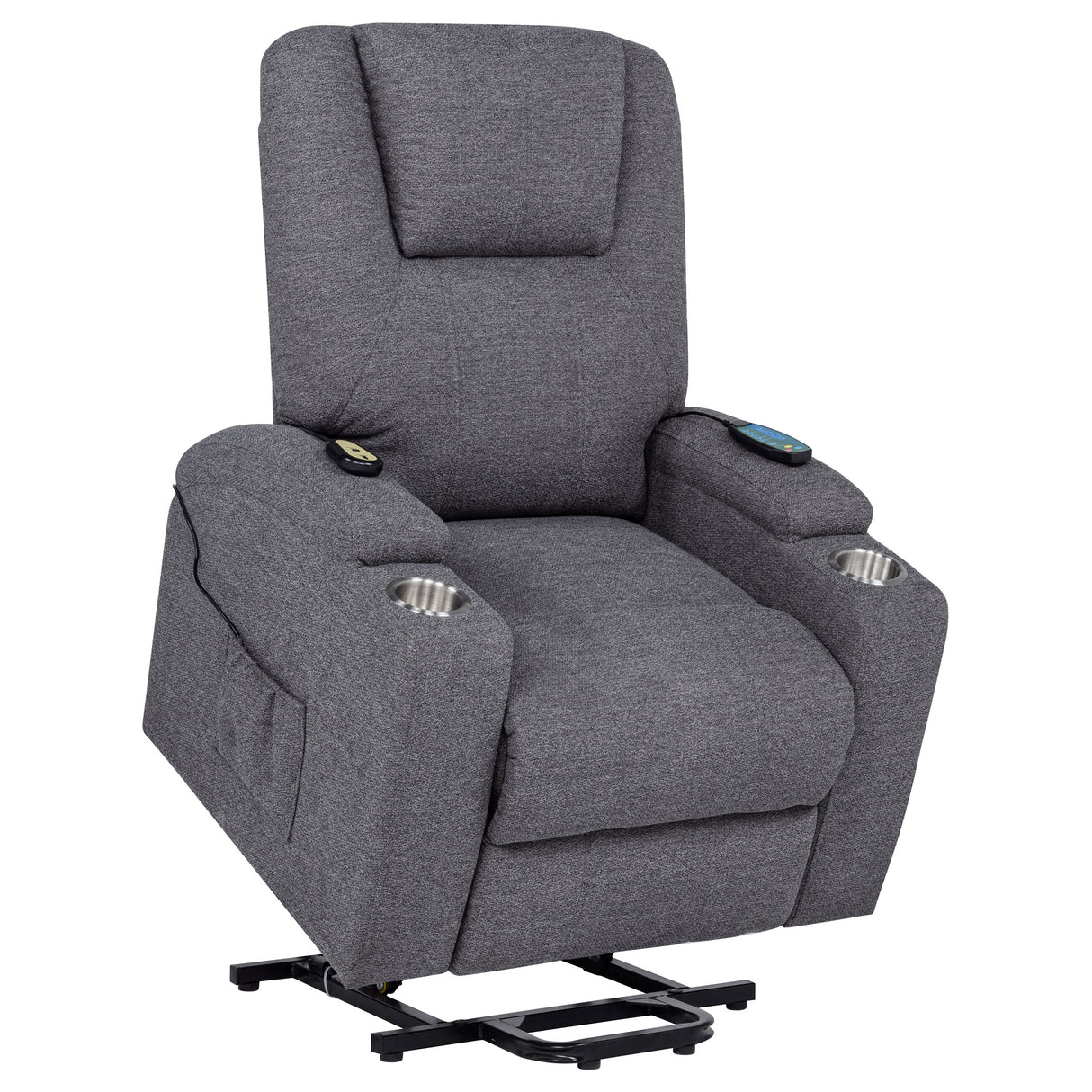 Louie Chenille Upholstered Power Lift Massage Chair Grey
