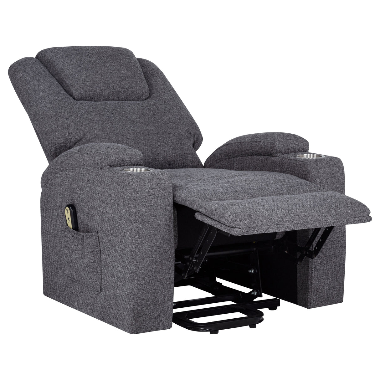 Louie Chenille Upholstered Power Lift Massage Chair Grey