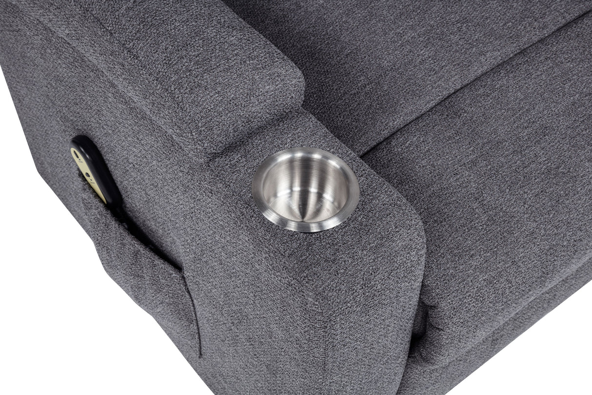 Louie Chenille Upholstered Power Lift Massage Chair Grey