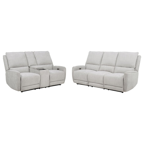 Sylmar 2-Piece Chenille Power Reclining Sofa Set Dove Grey
