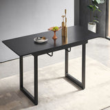 Square Extendable Dining Table With Metal Leg, Modern Space Saving Kitchen Table For Living Room