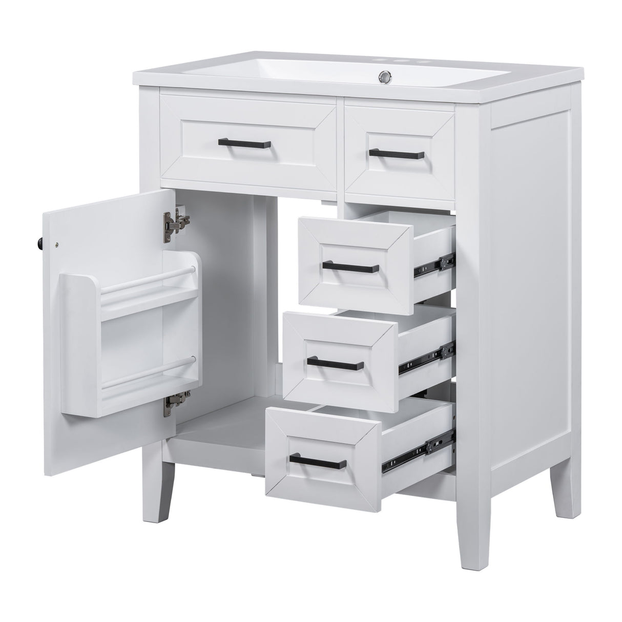 Modern Bathroom Vanity With Sink Combo, 3 Drawers, Undermount Drop-In Sink