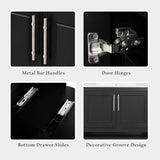 36" Bathroom Vanity With Sink, Frame Cabinet With Doors And Drawers - Black