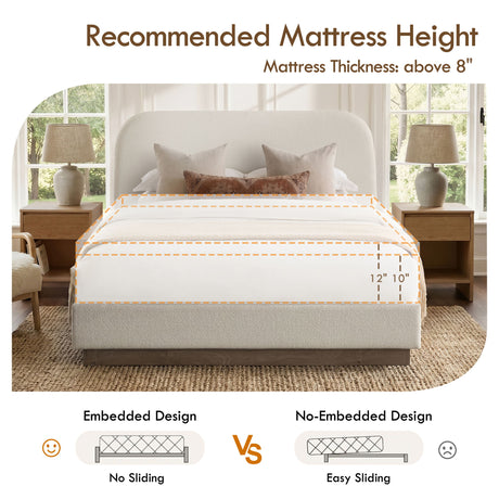 Linton - Upholstered Platform Bed With Curved Headboard