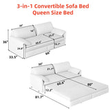Pull Out 3 In 1 Convertible Sleeper Sofa With Side Storage, Multi Functional