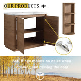 Freestanding Bathroom Vanity With Sink, 2 Soft Close Doors & Storage Rack