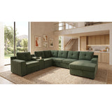 U - Shape Sectional Pull Out Bed With Console, Storage, And USB Charging
