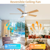 Reversible DC Motor Ceiling Fan With Dimmable LED Light For Living Room