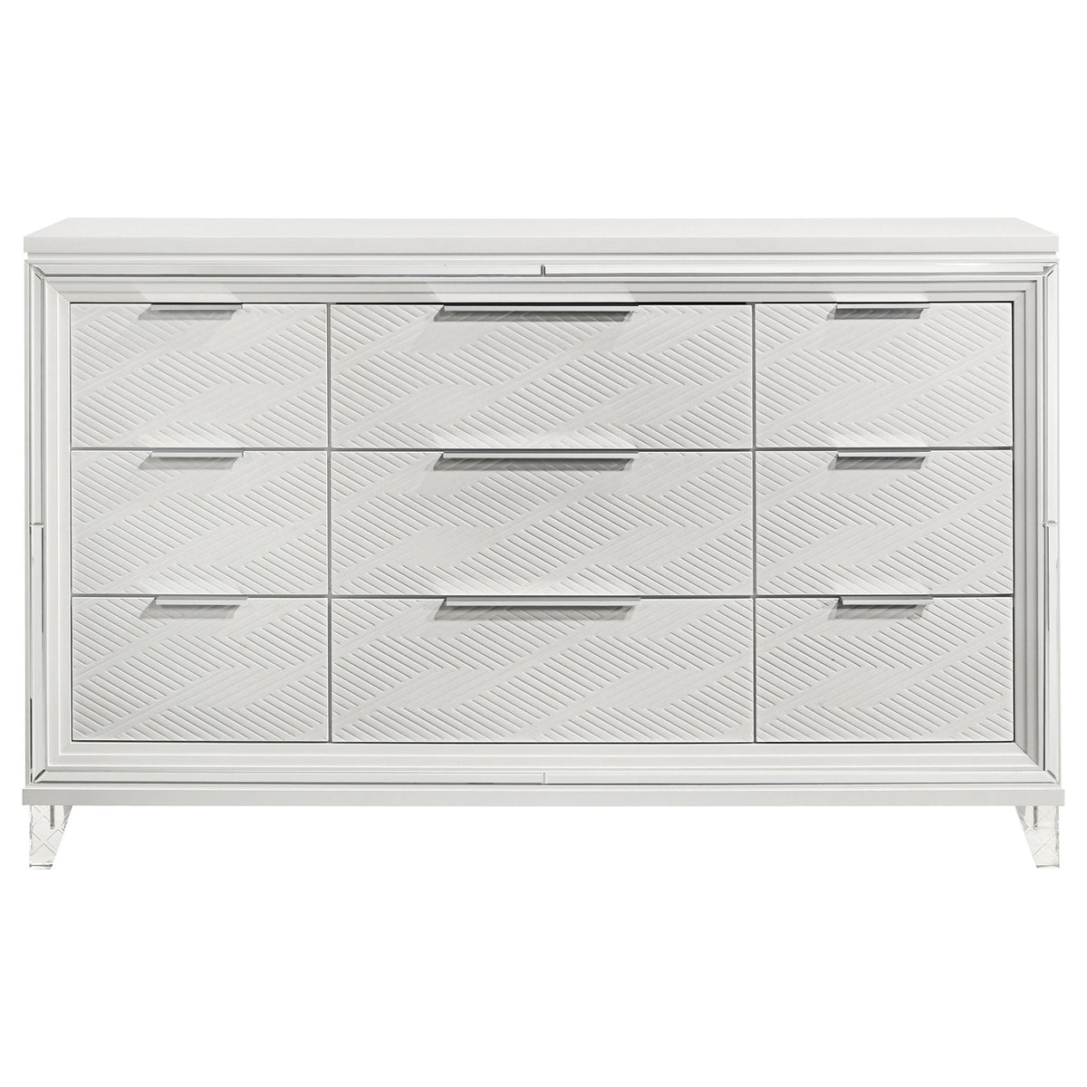 9 Drawer Dresser Cabinet With Picture Framed Fronts - White