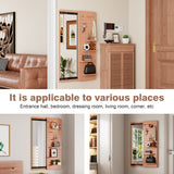 Wall Mounted Full Length Mirror With Shelf And Hook