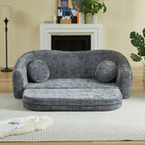 Curved Convertible Sofa, 2 In 1 Frameless Folding Sofa Bed With Pull Out Base And Deep Seat