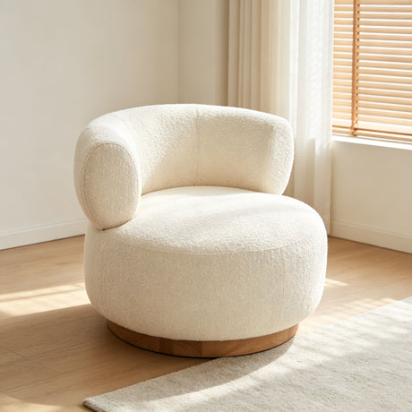 Swivel Accent Chair With Curved Backrest For Home Decor - Beige