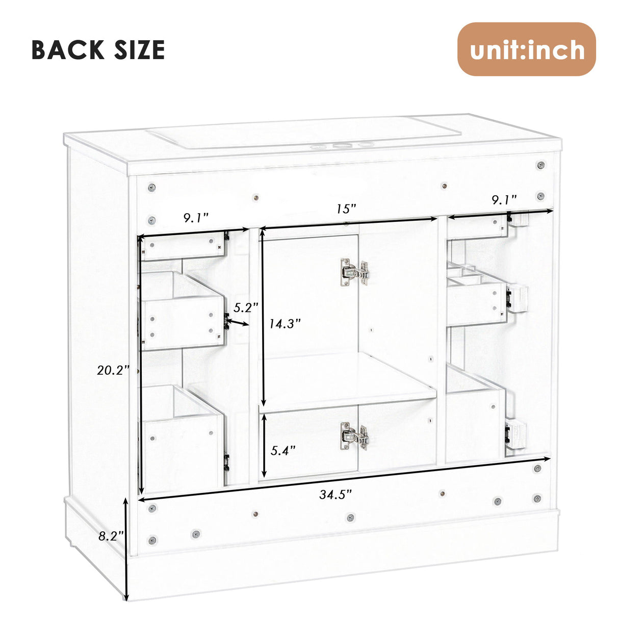 Modern Bathroom Vanity Base Only With 1 Cabinet And 6 Drawers