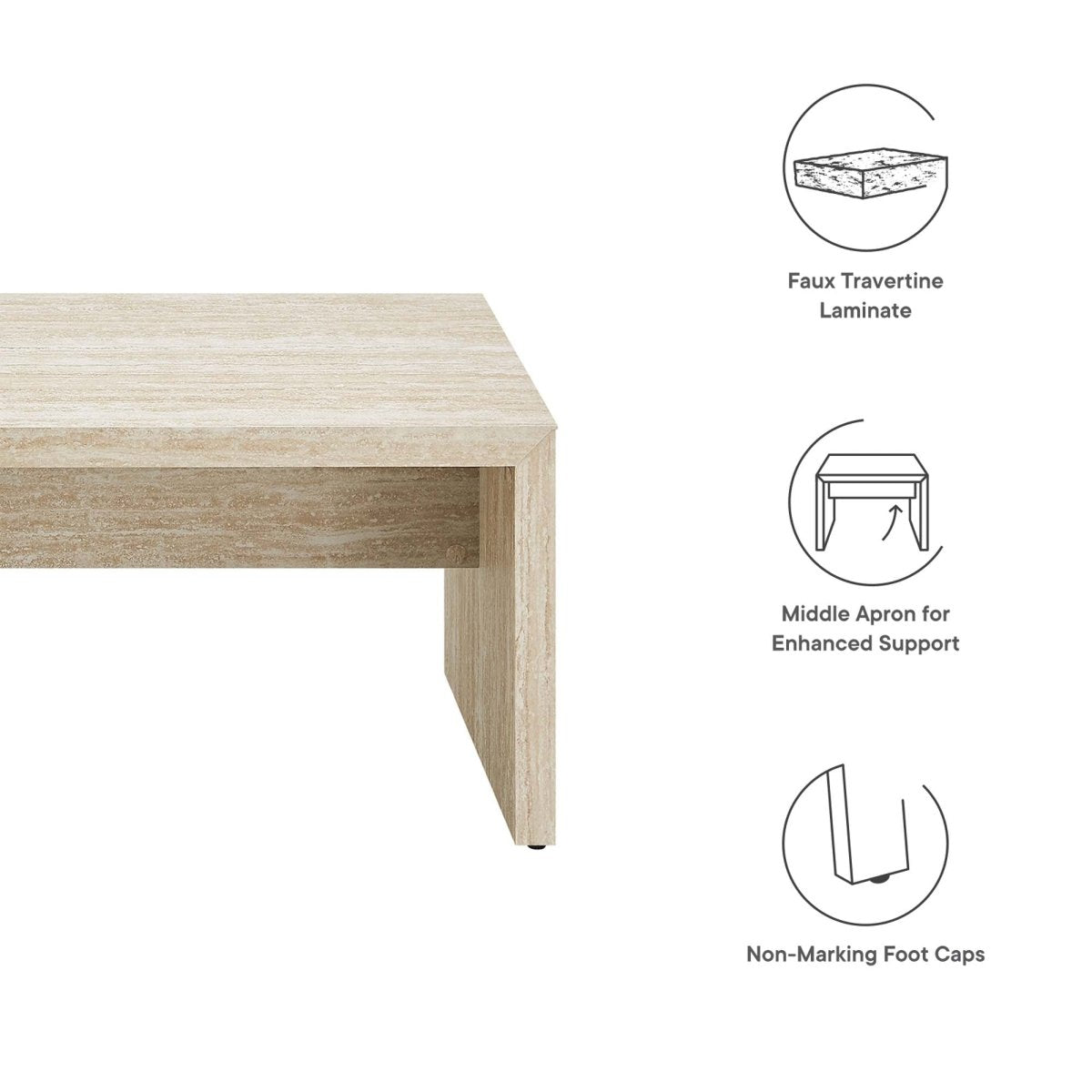62 Inch Faux Travertine Long Bench with Sleek Modern Silhouette - Benches available at Alpine Outlets in Denver