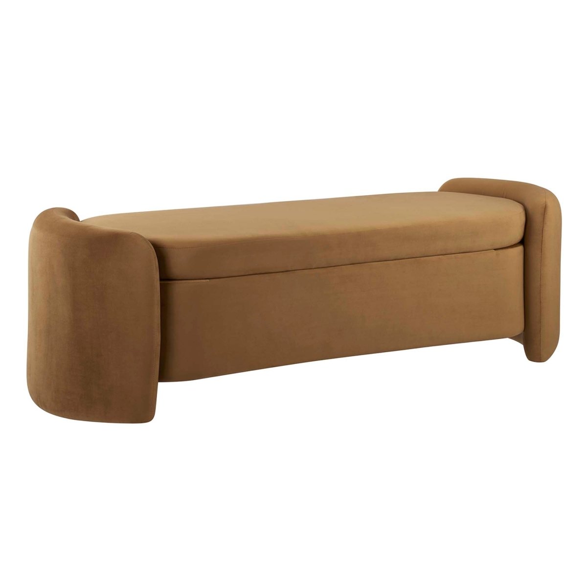 62 Inch Trending Performance Velvet Storage Bench in Cognac - Benches available at Alpine Outlets in Denver