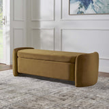 62 Inch Trending Performance Velvet Storage Bench in Cognac - Benches available at Alpine Outlets in Denver