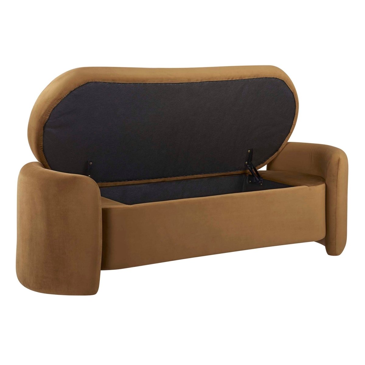 62 Inch Trending Performance Velvet Storage Bench in Cognac - Benches available at Alpine Outlets in Denver